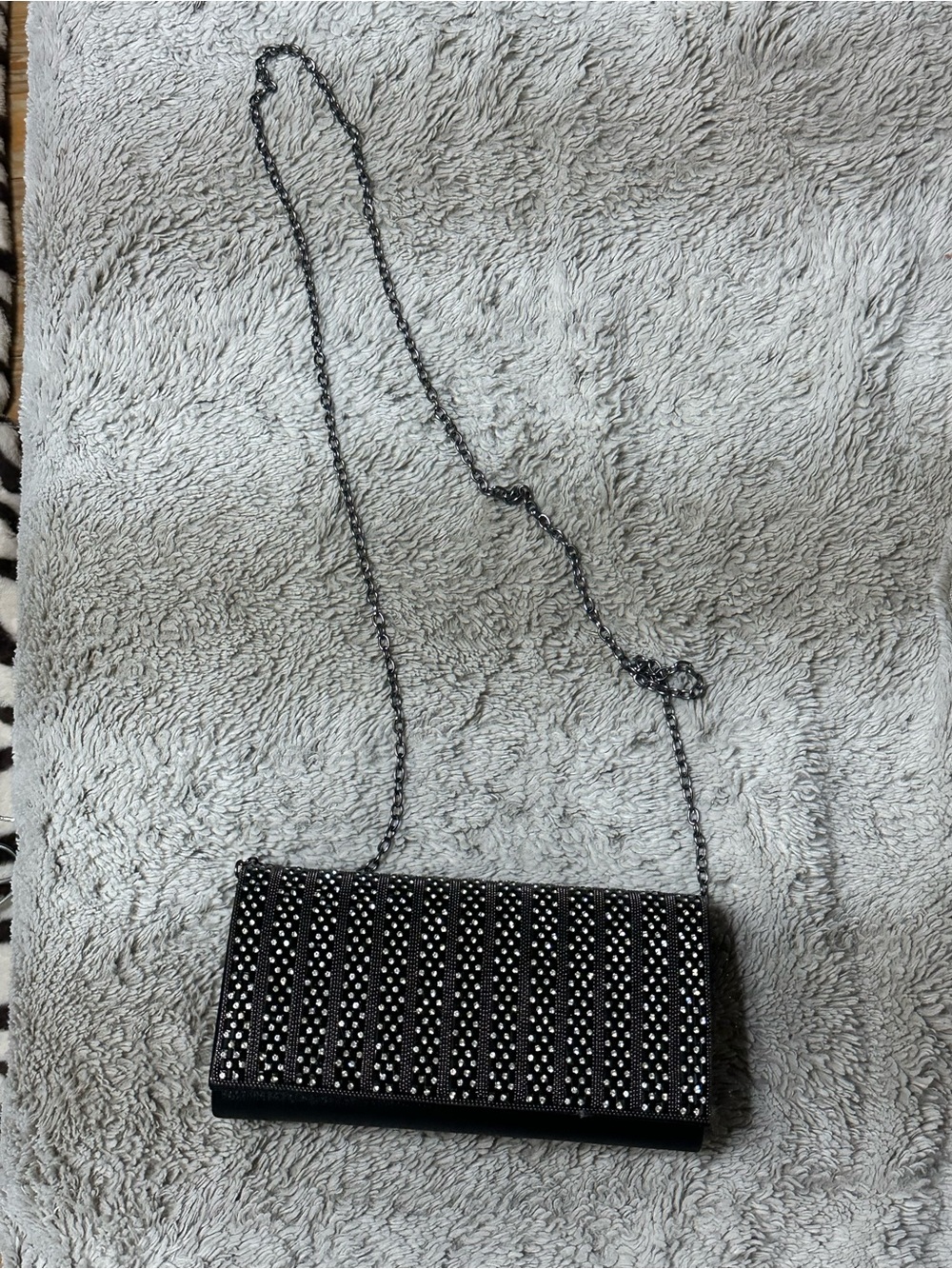 Jessica McClintock Black Studded Chain Wallet Clutch